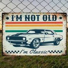 pc Metal  Sign Classic Car Sign Im Not Old Im Classic xinchcm Wall Art Decor For Room Home Restaurant Kitchen Bar Cafe Pub Garden Farmhouse Bathroom G - Color Mixing - 20*30cm