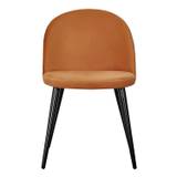 Velvet spisebordsstol, m. armlæn - rust orange velour og metal