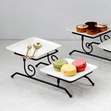 SHEIN 1 Set Of 2-tiers Ceramic Tray, Minimalist, Adjustable Plate Placement, Suitable For Wedding Party, Banquet, Afternoon Tea, Dessert And Fruit Serving