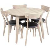 Spisebordssæt Genova spisebord 110-160 cm inkl. 6 stk. Amino stole - Hvidpigmenteret / sort øko-læder + 3.00 x Møbelfødder