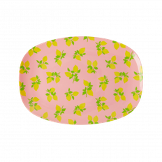 Rice Lille Rektangulær Melamin Dessert tallerken, Lemon Print