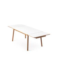 Zweed Dino+ spisebord med tillægsplade hvid, egetræsstel, 2 tillægsplader
