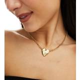 ASOS DESIGN - 14 karat forgyldt halskæde med kubekæde og hamret hjertedesign-Guld