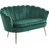 Kingsley 2-personers sofa i fløjl - grøn/messing + Møbelplejesæt til tekstiler