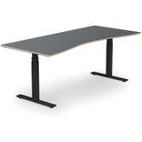 Stockholm hæve sænkebord med mavebue, sortgrå stel, antracit bordplade i størrelsen 90x200 cm