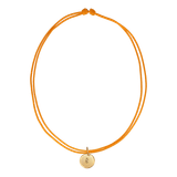Orange String Necklace w. gold-plated Lovetag - AA