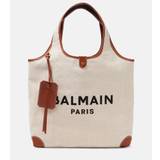 Balmain B-Army leather-trimmed canvas tote bag - beige - One size fits all