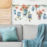 SHEIN 2PCS Hanging Ving Flower Vine Plant Wall Decals, Peel And Stick Hanging Vine Minimalist Vase Wall Stickers Office Bedroom Living Room Classroom Partie