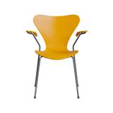3207 stol m/armlæn, farvet ask true yellow/silver grey stel af Arne Jacobsen