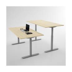 Hæve sænkebord - Pro3, Størrelse 100x80 cm, Bordplade Birk, Stativ Sølv
