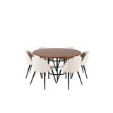 Copenhagen spisebordssæt spisebord brun og 6 Velvet stole fløjl beige, sort.
