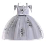 SHEIN Girls' Formal Dress, Solid Color Tulle Satin Puffy, Gorgeous & Dress For Catwalk, School Performance, Hair Accessory Not Included