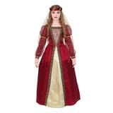 Rødt Middelalder Prinsesse kostume - Højde cm: 128