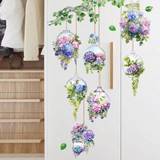 SHEIN 1pc Large Size Wall Sticker With Hanging Basket, Flower Vase And Green Plants For Bedroom, Living Room Home Wall Decoration Self-Adhesive Painting