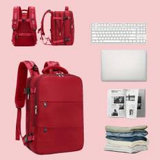 Red Usb Charging AntiTheft Expandable Large Capacity Backpack Airline Approved Short Distance Business Luggage Travel Backpack Fits  Laptop Waterproof - Red