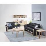 Hjort Knudsen - Dover sofasæt 3+2 pers. sofa læder (valnødbejdset, Semianilin 370 lime)