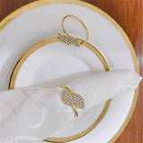 SHEIN 6pcs Table Napkin Rings Wedding Party Banquet Decorations, Metal Leaf Design