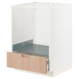 IKEA - METOD / MAXIMERA underskab til ovn med skuffe, hvid/Fröjered lys bambus, 60x60 cm