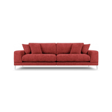 Jog 4-personers sofa i metal og chenille B286 x D122 cm - Sølvgrå/Rød