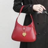 SHEIN Red Shoulder Bag, Love Handbag, Retro French Stick Bag