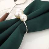 6pcs Light Luxury Style Pearl Napkin Ring, Premium Sense Hotel Table Napkin Buckle, Wedding Banquet Pendulum Table Fashion Jewelry Tableware Ring