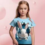 Pige 3D Grafisk Tegneserie Kanin T-shirt Kortærmet 3D-udskrivning Sommer Forår Aktiv Mode Sød Stil Polyester Børn 3-12 år udendørs Afslappet Daglig Regulær Lightinthebox