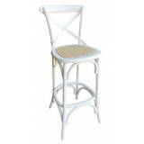 Vintage barstol sædehøjde 72 cm - Rattan / hvid + Møbelfødder