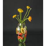 Glasvase - Klart glas med blomster 28c...