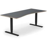 Copenhagen hæve sænkebord med mavebue, sortgrå stel, antracit bordplade i størrelsen 90x200 cm