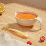 SHEIN 1set Baby Food Feeding Bowl Set With Silicone Spoon Made Of Pp Material, Suitable For Rice, Fruits, Milk And More