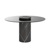 Karakter - Castore dining table Ø130, Pietra Grey / smoked glass
