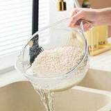 SHEIN 1pc Multifunctional Plastic Rice Washing Bowl With Diamond-Shaped Intensive Holes, Water Draining Basket, Fruit Bowl