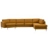 Nordic sofa m/openend og hvilemodul - stof/læder - L 424 x D 92 (D Chaiselong: 219 cm) (D hvilemodul