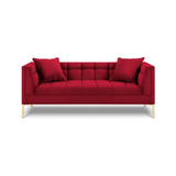 Karoo 2-personers sofa i metal og velour B185 x D85 cm - Guld/Rød