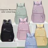 SHEIN Multi-Functional Nylon Twill Material Large Capacity Macaron Solid Color Student Backpack, Shoulder Bag, Suitable For Back To School Season, Traveling