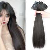 pcs Womens Hair Pieces Long Straight Invisible Hair Extension Clip Hair Volumizer Hidden  Traceless - Black