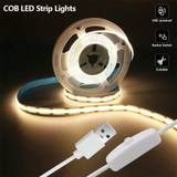 SHEIN 1pc Warm Light COB Led Light Strip With Switch, Usb 5v, High Brightness, Flexible And Adhesive Backing, Suitable For Kitchen, Garage, Tv Wall, Tv, Com