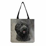 SHEIN Cute Oil Painting Dog Printed Tote Bag, Travel, Beach, Fashion Handbag, Canvas, Large Capacity, Reusable, Shopping Bag