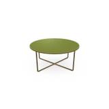 SOVET Piktor Sofabord Ø: 80 cm - Burnished Brass/Frosted Glass Moss Green