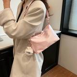 SHEIN 2024 New Solid Color Simple Pink Underarm Bag Fashion Women Shoulder Bag Small Bag With Pendant