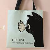Cat Print Linen Shoulder Tote Bag With Large Capacity DoubleSided Print - Multicolor - one-size