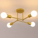 SHEIN Vintage Ceiling Light E27 Base 4 Lamp Ceiling Lamp For Living Room Bedroom Dining Room Office Gold