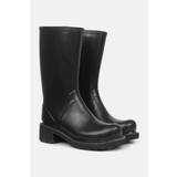 3/4 Rubber Boots With Zip - Black - S40 - rub47zip 3 4 rubber boots with zip rain boots black