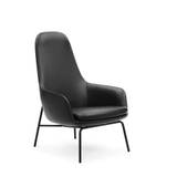 Normann Copenhagen Era Lounge Chair High Steel SH: 40 cm - Ultra Leather / Black 41599