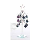 Glas Juletræ klar glas med farvede glas julekugler H: 27 cm, vælg nr. 1 på billedet