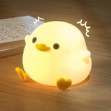 LED Cute Bean Duck Night Light, Cute Animal Silikone Nursery Night Light Genopladelig bordlampe Sengelampe med berøringssensor til soveværelser