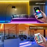 SHEIN 1pc 1M/3.3Ft To15M/50Ft Rgb Led Strip Lights, 5v Usb 2-Way Control With App + 24-Key Remote Controller, Easy Instal For Tv Background, Atmosphere Ligh
