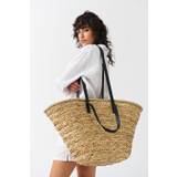 Gina Tricot - Straw beach bag - håndtasker- Beige - ONESIZE - Female