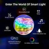 SHEIN Smart Fairy Lights 50ft/15mãApp & Remote Controlã, 150 Led Rgb-Ic Multicolor String Lights, Music/Voice Sync Color Changing, Ip65 Waterproof Strin