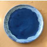 Håndlavet keramik - Blå og hvid - keramik Tallerken mellem Ø 20 cm